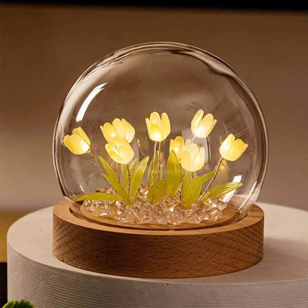 Handmade Tulip Night Lamp with Elegant Glass Cover - TulipGlass