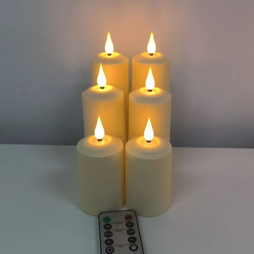 Waterproof LED Pillar Candles with Remote Control Set