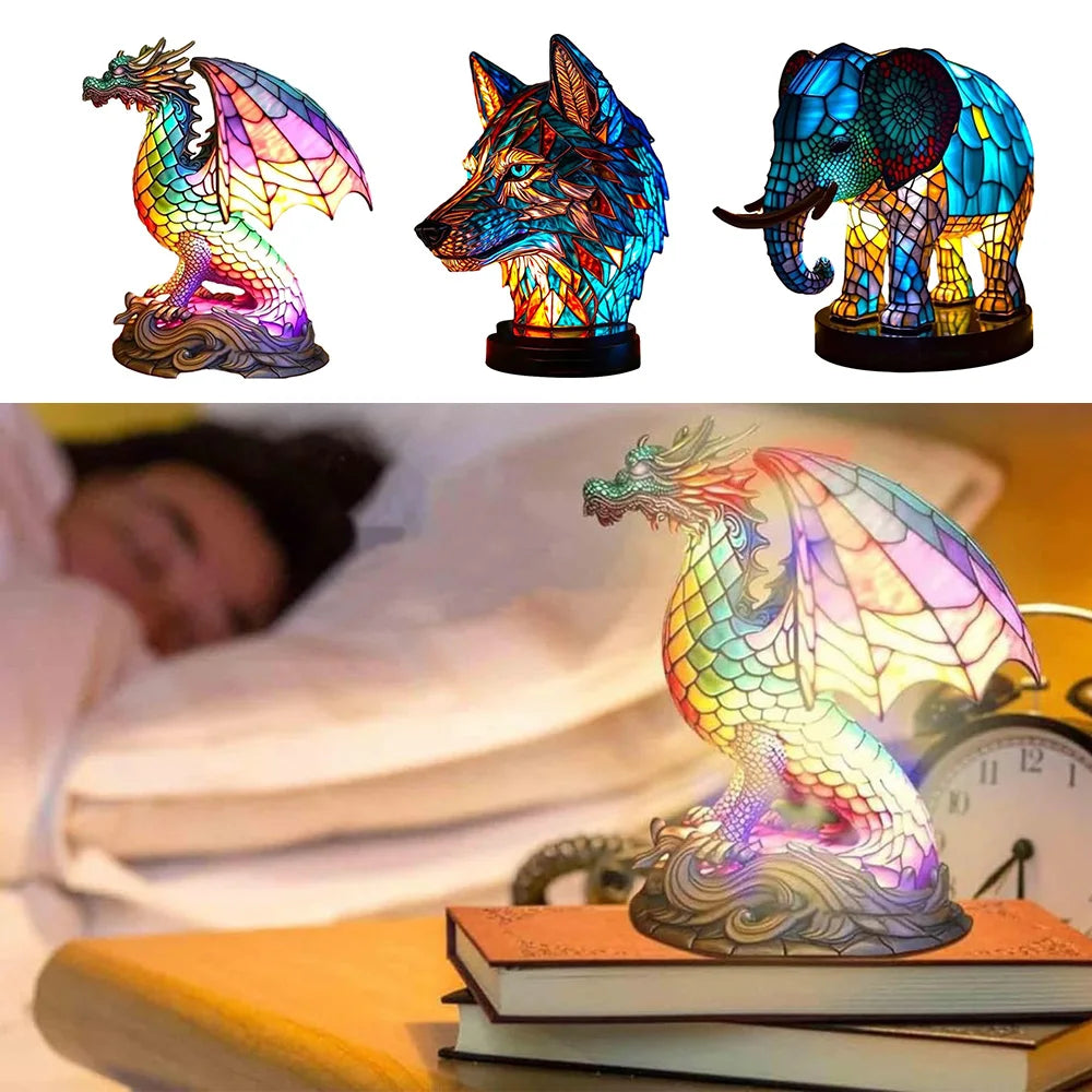 AnimalLustre Tier Stained Glass Lamp - Decorative Lighting