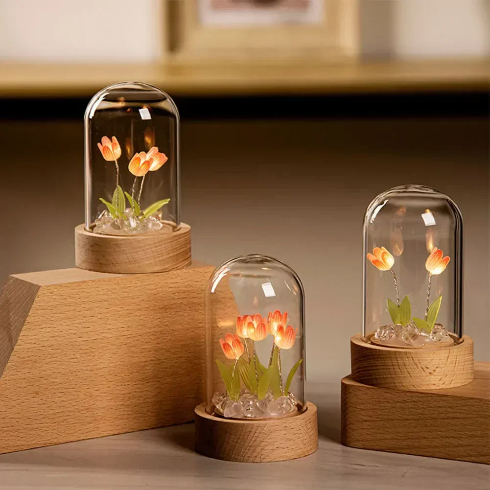 Handmade Tulip Night Lamp with Elegant Glass Cover - TulipGlass