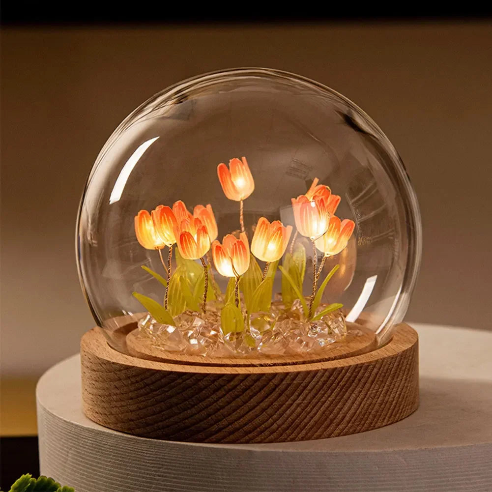 Handmade Tulip Night Lamp with Elegant Glass Cover - TulipGlass
