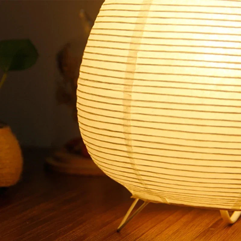 LED Lantern Table Lamp | Elegant Rice Paper Shade | Modern Lighting for Living Room, Bedroom & Office - Ifor