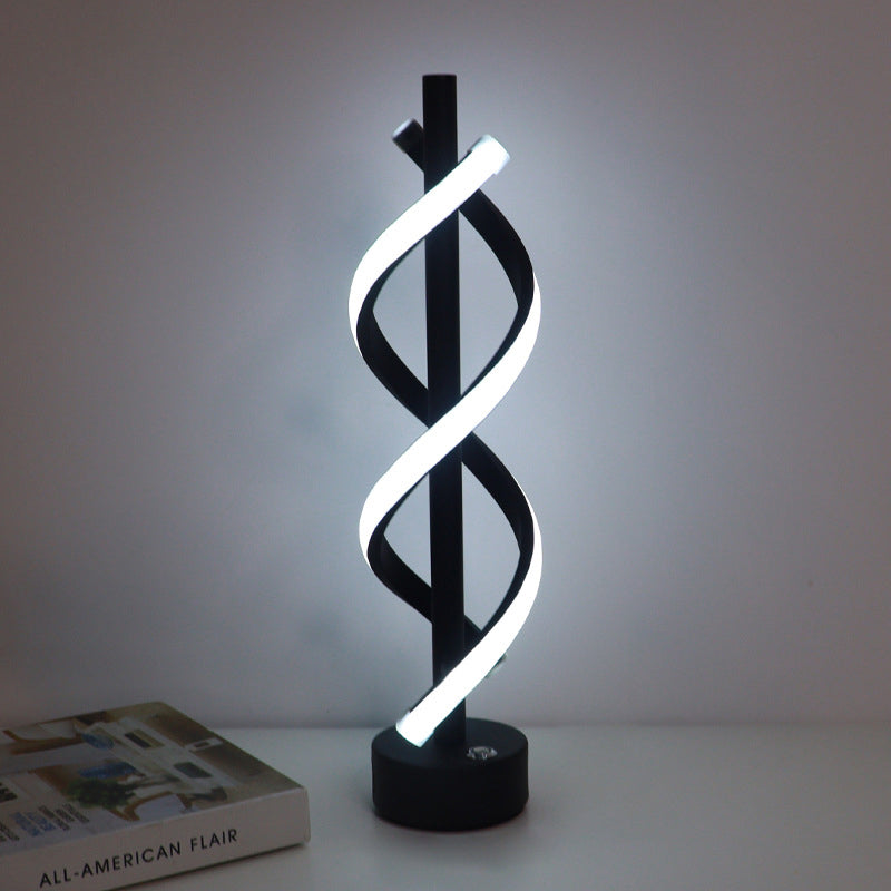Contemporary Nordic Dual Spiral LED Table Lamp for Bedroom