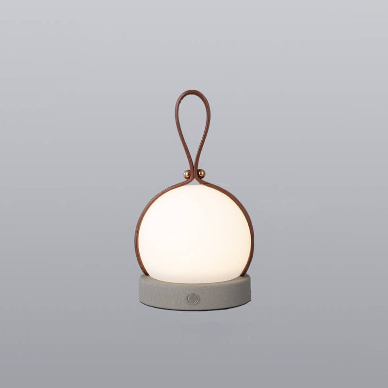 Portable LED USB Night Light Table Lamp - Simple Round Faux Leather