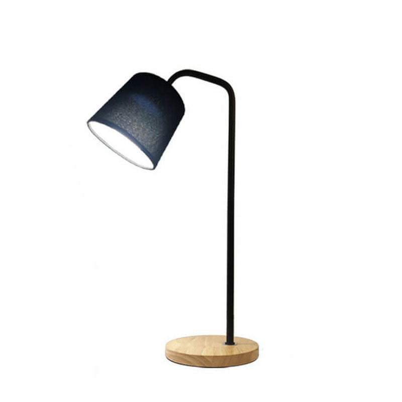 Einfache Stoffkegel-Schirm Wood Base 1-Lamp Table Lamp