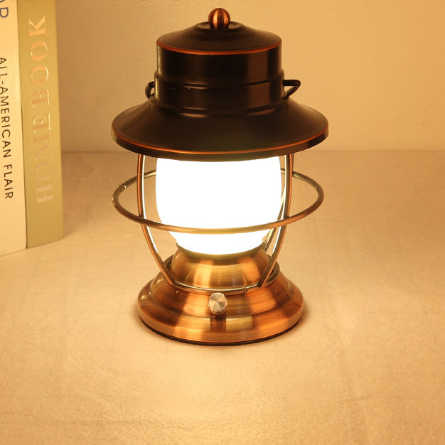 Traditional Farmhouse Waterproof Rechargeable Iron Acrylic Cylinder LED Table Lamp for Living Room