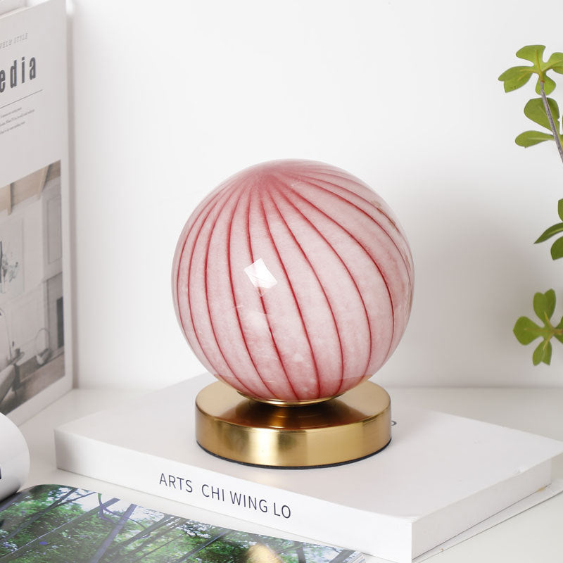 Modern Simplicity Glass Iron Ball Stripe Planet LED Rechargeable Table Lamp for Bedroom