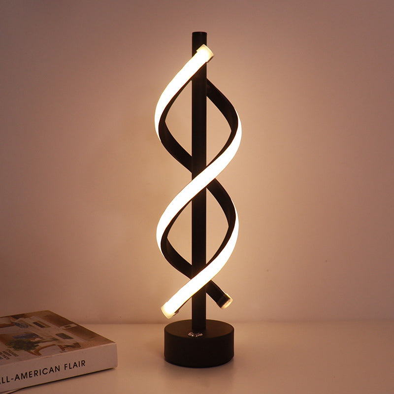Contemporary Nordic Dual Spiral LED Table Lamp for Bedroom