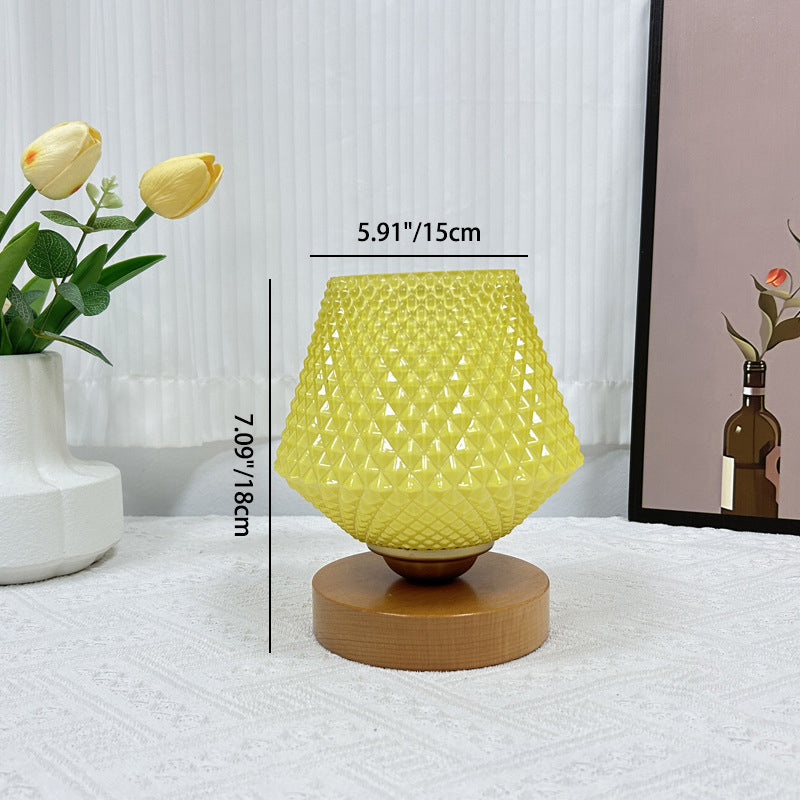 Contemporary Creative Wood Glass Tapered 1-Light Table Lamp