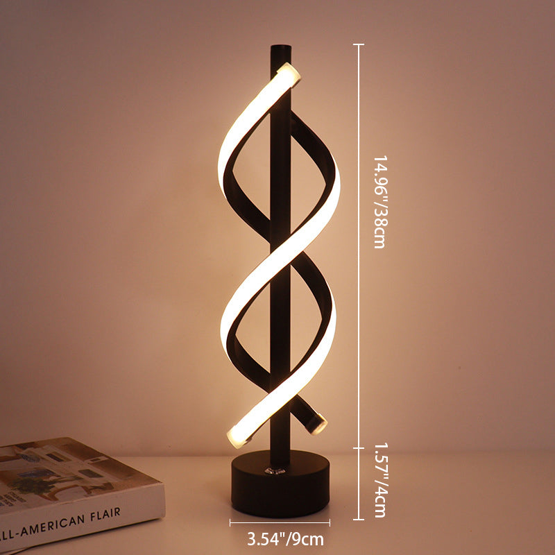 Contemporary Nordic Dual Spiral LED Table Lamp for Bedroom