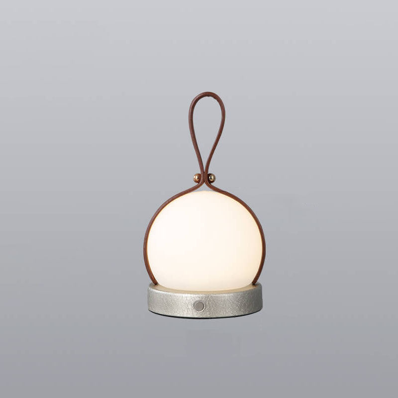 Portable LED USB Night Light Table Lamp - Simple Round Faux Leather