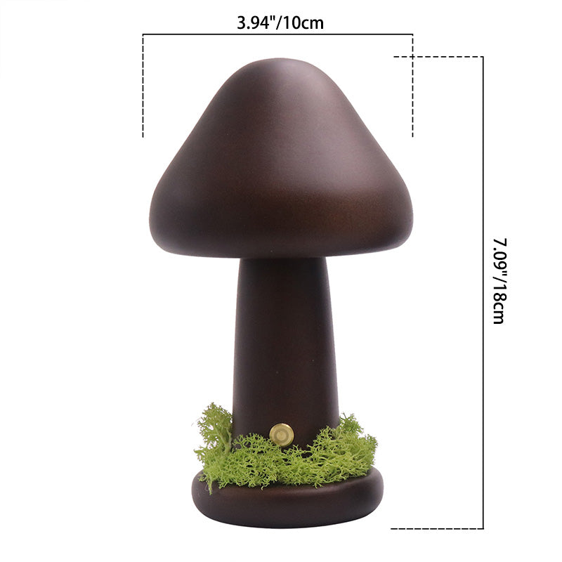Moderne Art Deco Mushroom Round Solid Wood LED Table Lamp