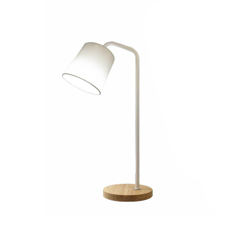 Einfache Stoffkegel-Schirm Wood Base 1-Lamp Table Lamp