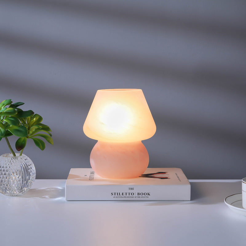Modern Simplicity Glass Mushroom 1-Light Table Lamp Bedroom