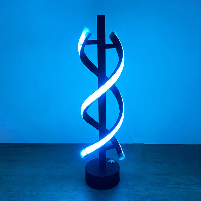 Contemporary Nordic Dual Spiral LED Table Lamp for Bedroom
