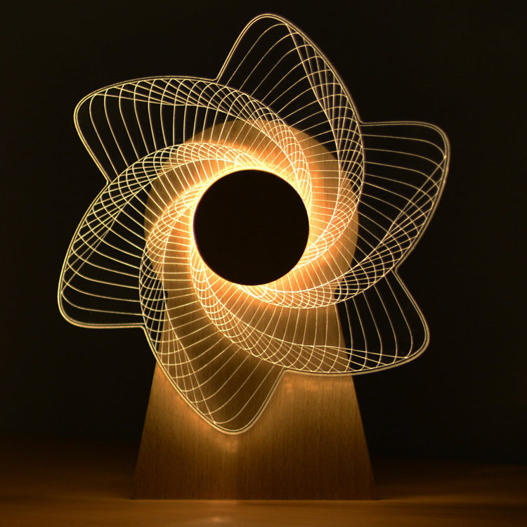 Modern Art Deco Wood Acrylic Observation Wheel USB Rechargeable LED Music Box Table Lamp for Bedroom