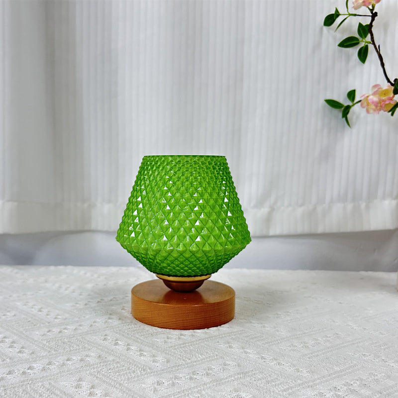 Contemporary Creative Wood Glass Tapered 1-Light Table Lamp