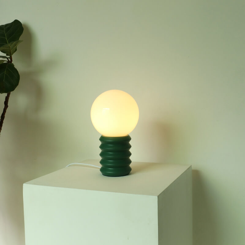 Orange Vintage Table Lamp with Solid Glass Shade