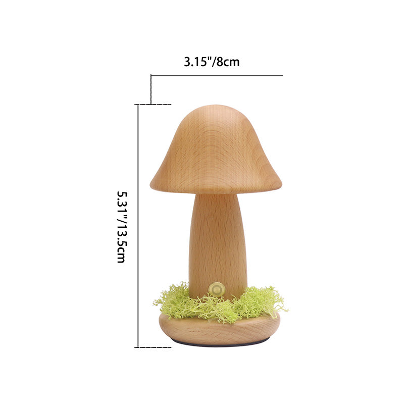 Moderne Art Deco Mushroom Round Solid Wood LED Table Lamp