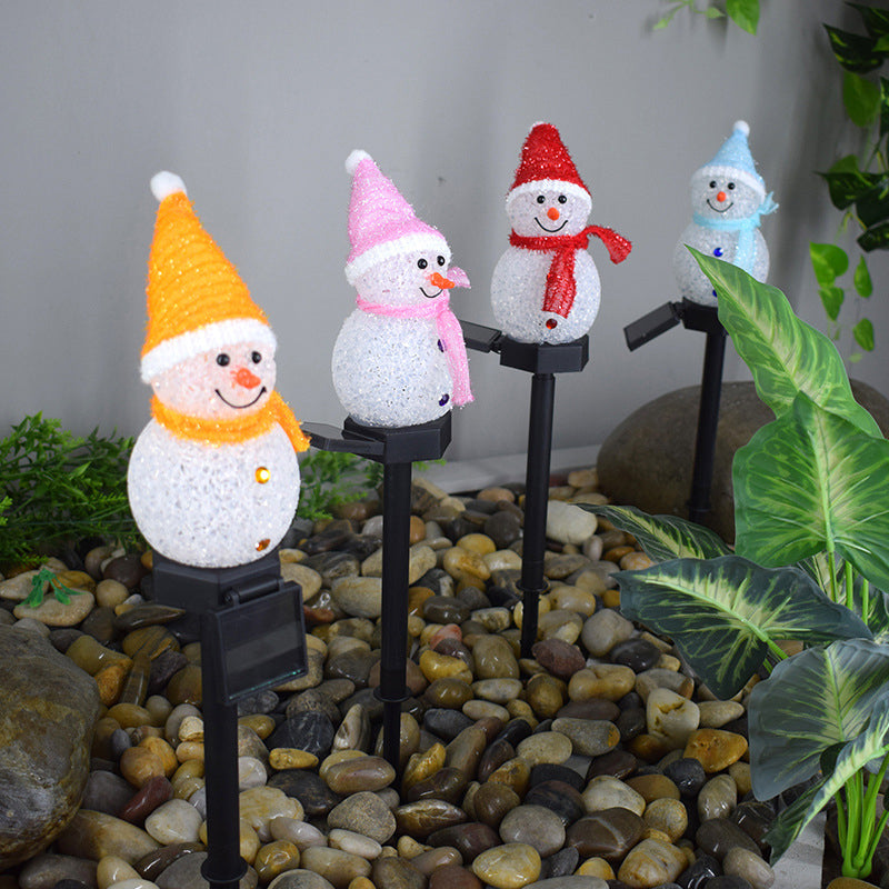 Solar-Powered LED Snowman Light - Christmas Yard Decoration