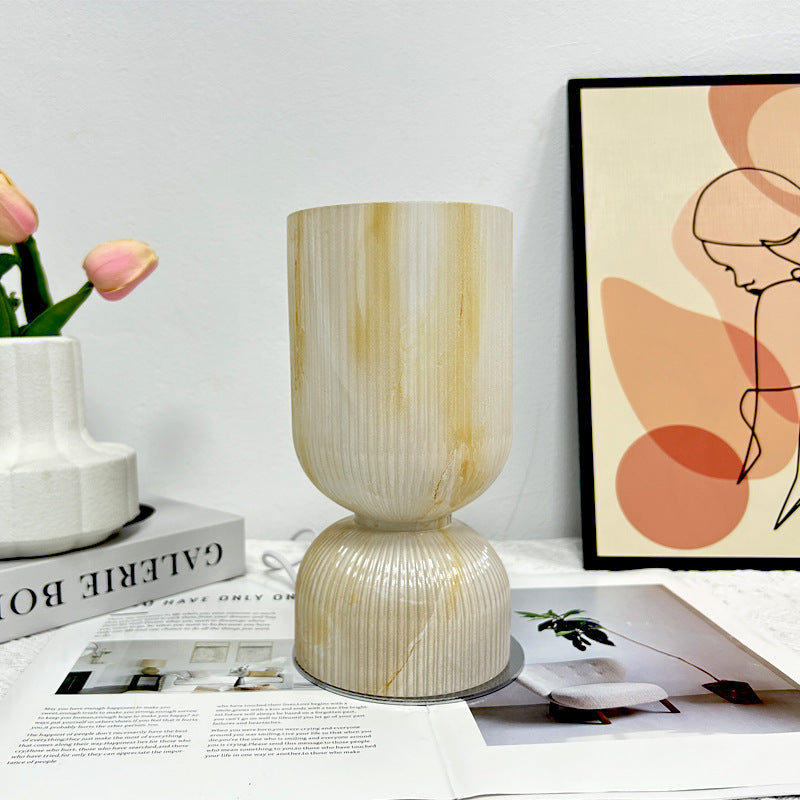 Modern Minimalist Cylinder Funnel Glass 1-Light Table Lamp