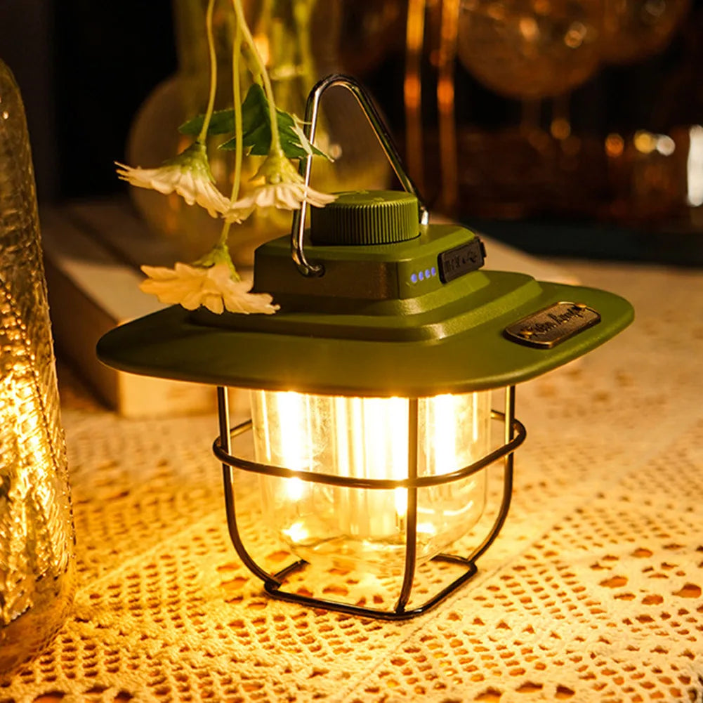 Rechargeable Vintage LED Camping Lantern - Portable Light