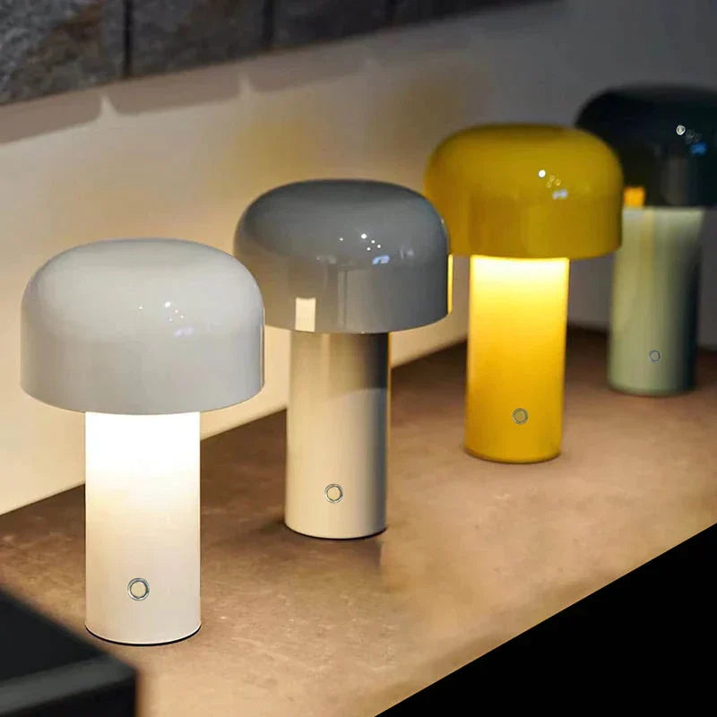 Italian Inspired Mushroom Cordless Table Lamp – Sleek & Modern LED Lighting