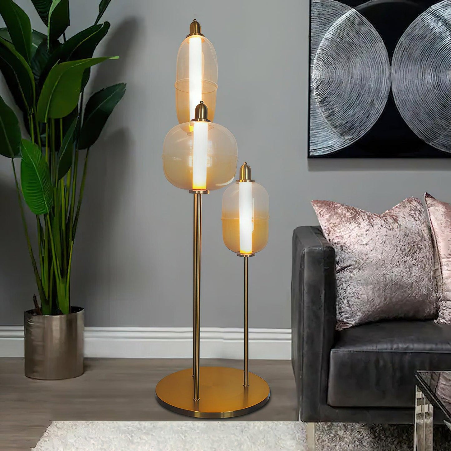 Sanfu Floor Lamp - Elegant LED Indoor Lighting, Gold Finish
