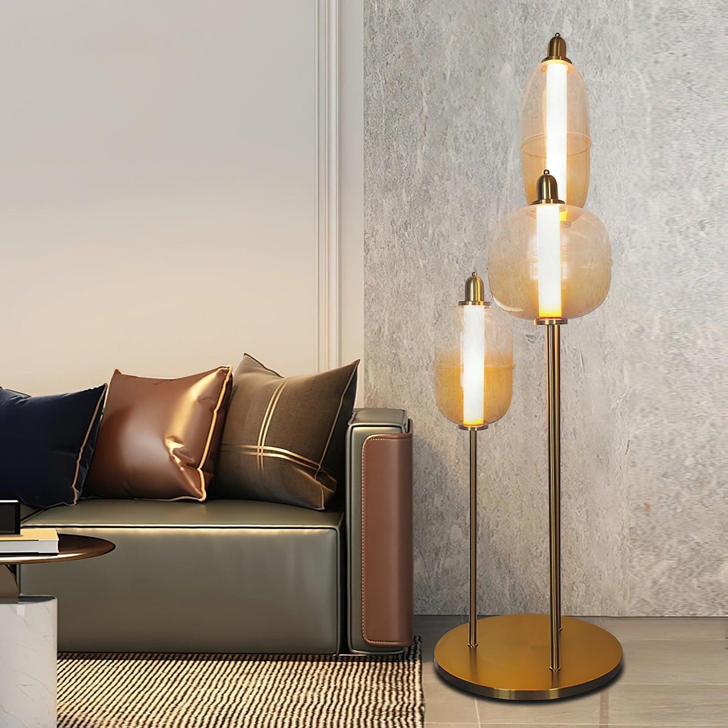 Sanfu Floor Lamp - Elegant LED Indoor Lighting, Gold Finish