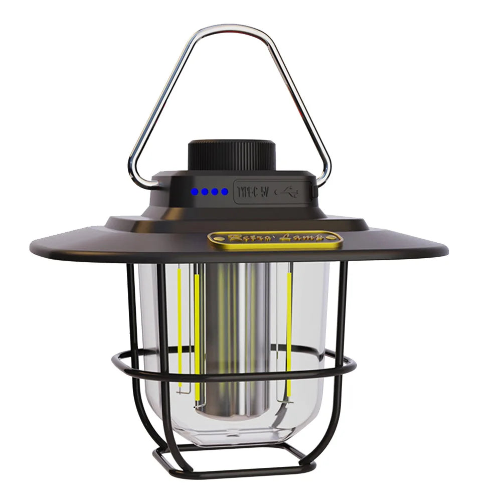 Rechargeable Vintage LED Camping Lantern - Portable Light