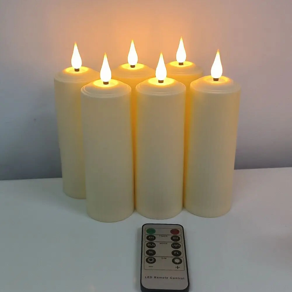 Waterproof LED Pillar Candles with Remote Control Set