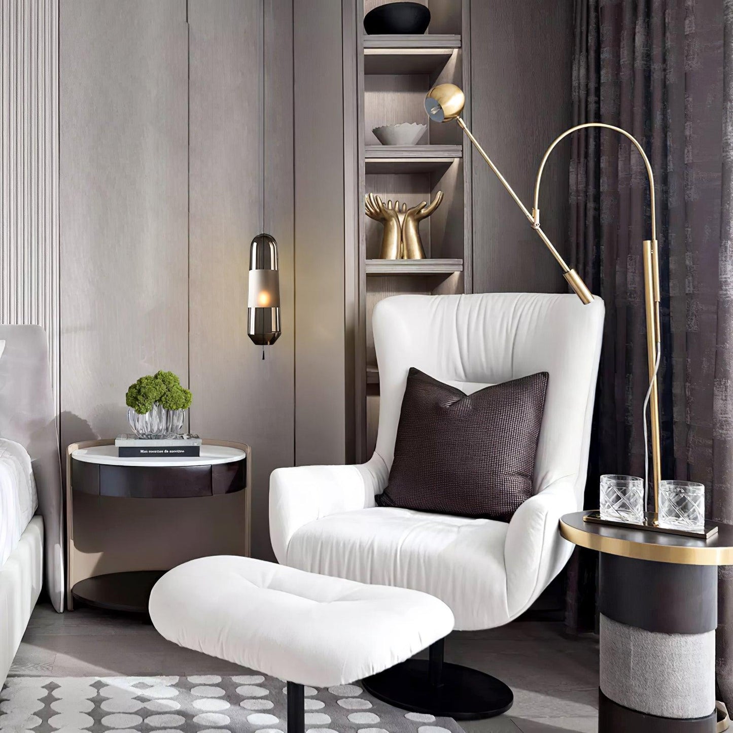 Scandinavian Floor Lamp with LED Bulb - Stylish Gold Design