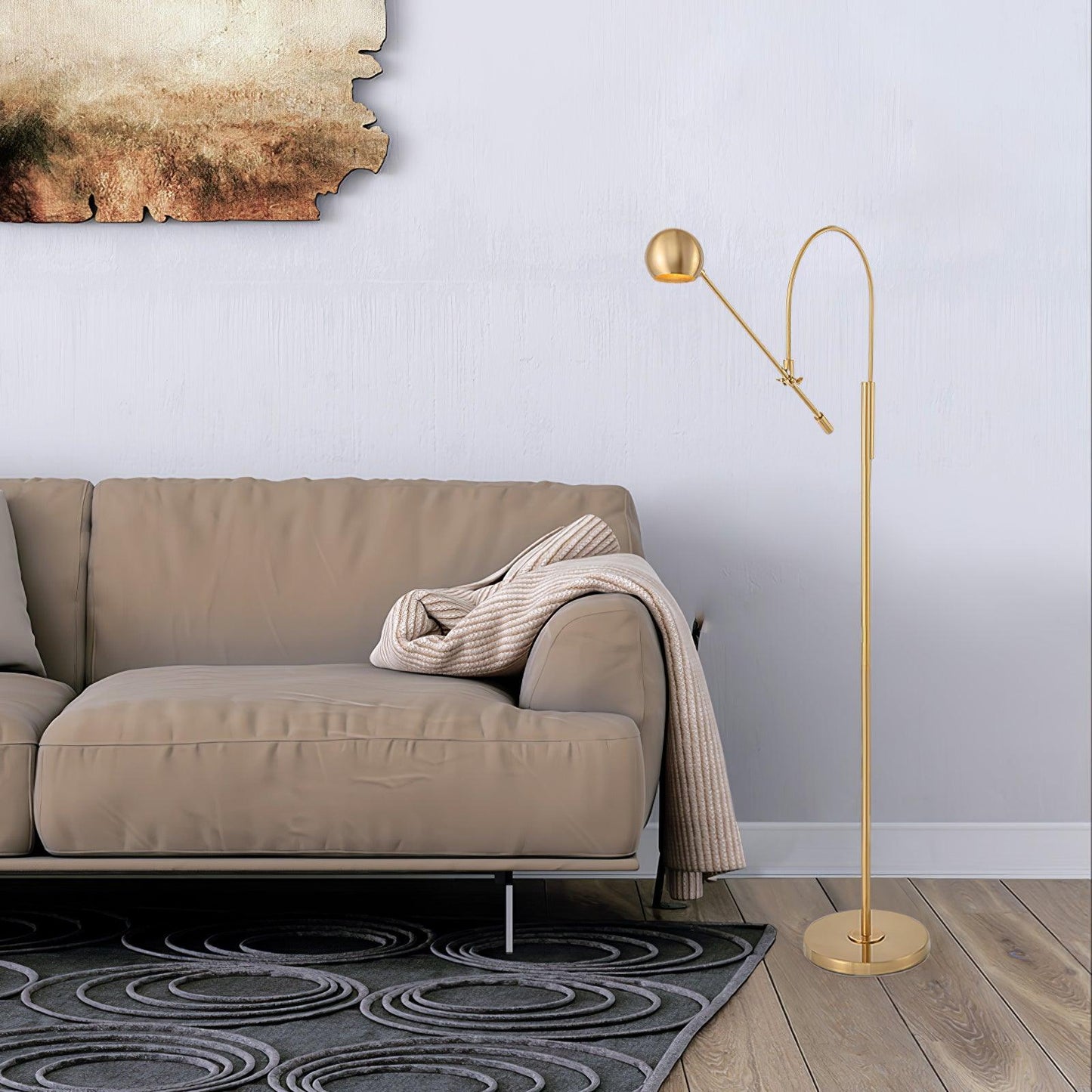 Scandinavian Floor Lamp with LED Bulb - Stylish Gold Design