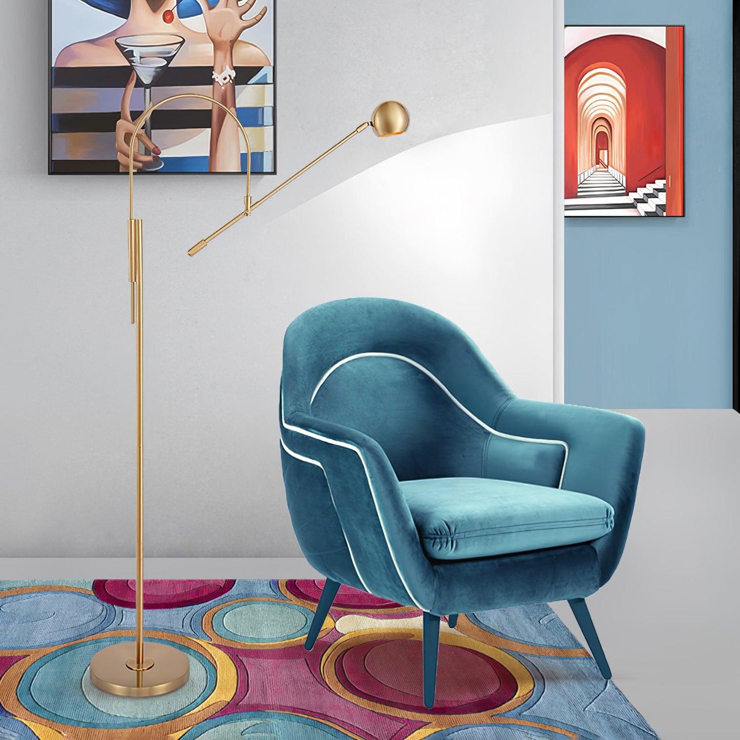 Scandinavian Floor Lamp with LED Bulb - Stylish Gold Design