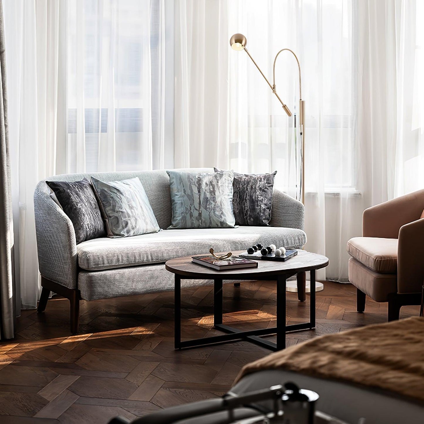 Scandinavian Floor Lamp with LED Bulb - Stylish Gold Design