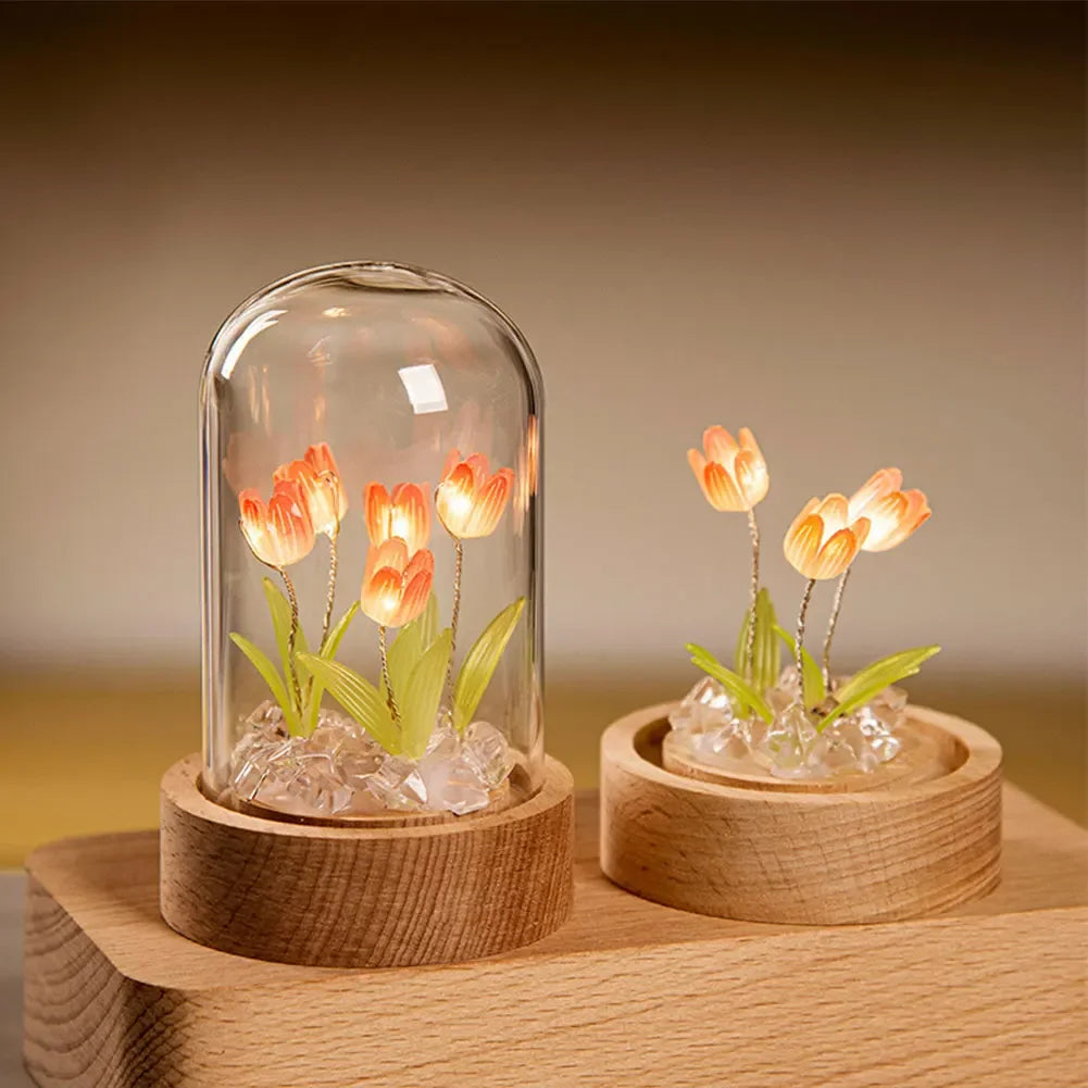 Handmade Tulip Night Lamp with Elegant Glass Cover - TulipGlass