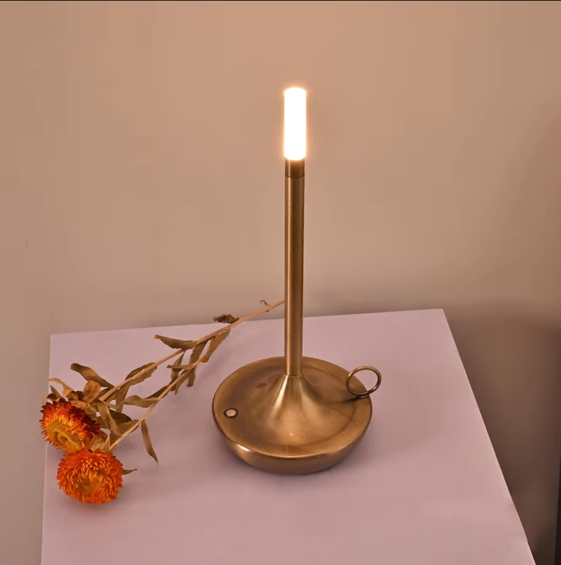 Rechargeable Candle Table Lamp - Modern Dimmable Light for Bedroom & Camping