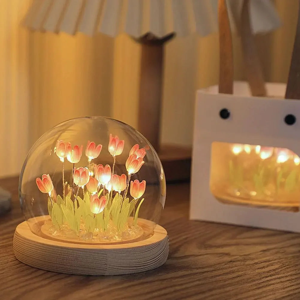 Handmade Tulip Night Lamp with Elegant Glass Cover - TulipGlass