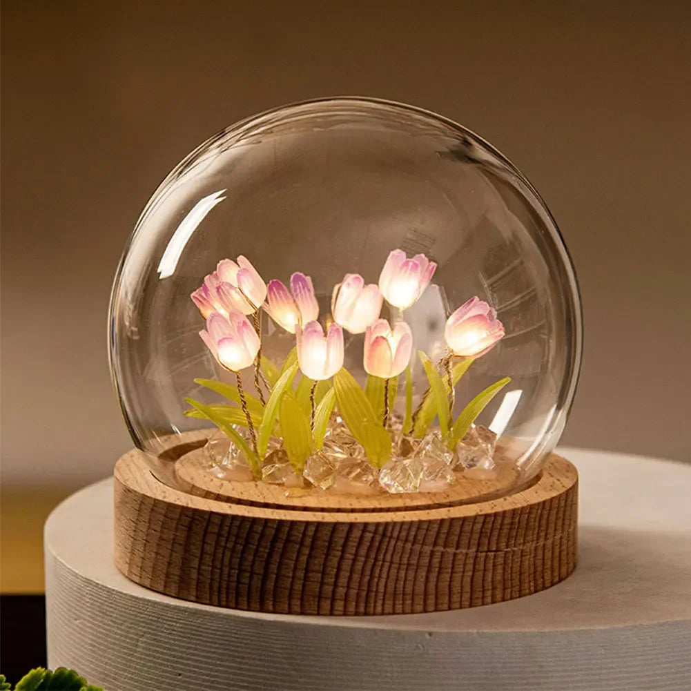 Handmade Tulip Night Lamp with Elegant Glass Cover - TulipGlass