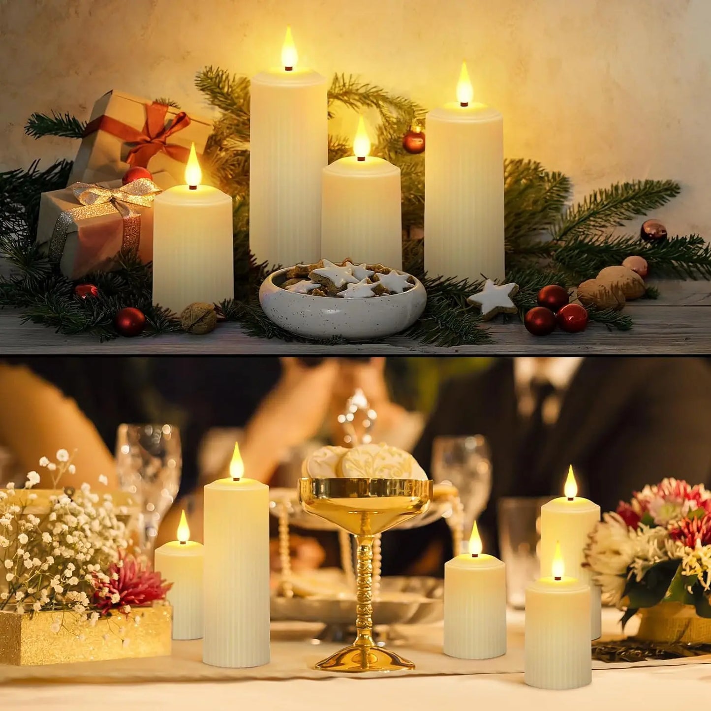 Waterproof LED Pillar Candles with Remote Control Set