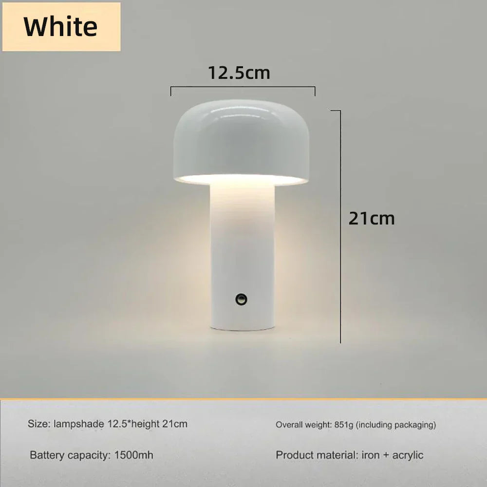 Pilz LED Rechargeable Table Lamp with Dimmable Touch Control