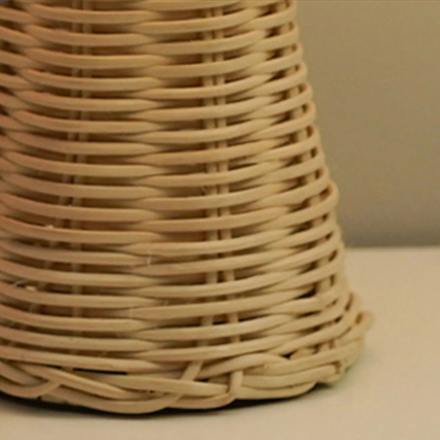 Puffed Table Lamp with Rattan Base | Vintage LED Night Light | Soft Warm Glow for Cozy Bedroom Decor - Morven