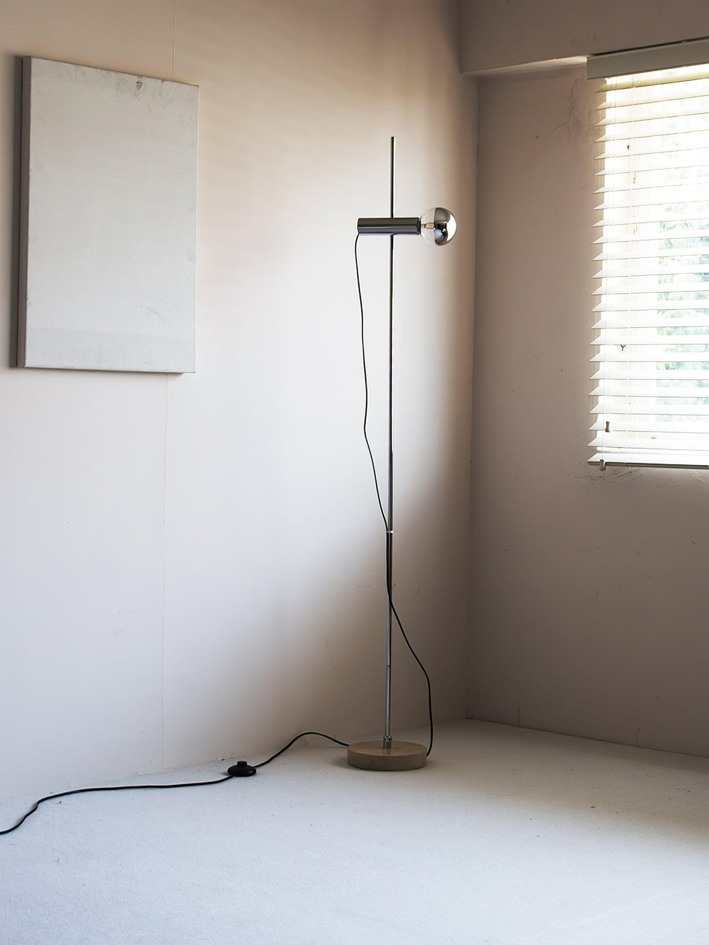 Sereno Floor Lamp with Marble Base and Stainless Steel Arm