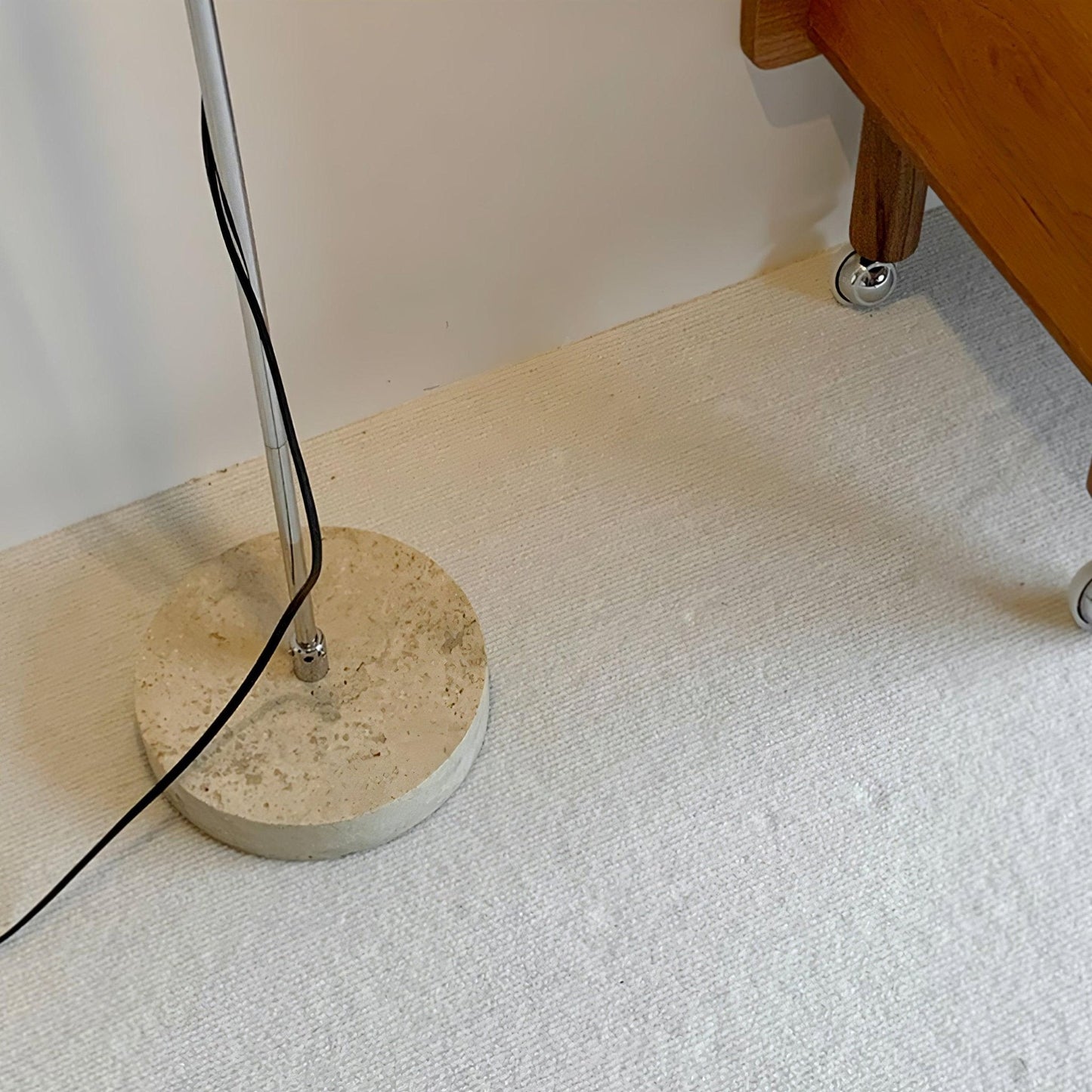 Sereno Floor Lamp with Marble Base and Stainless Steel Arm