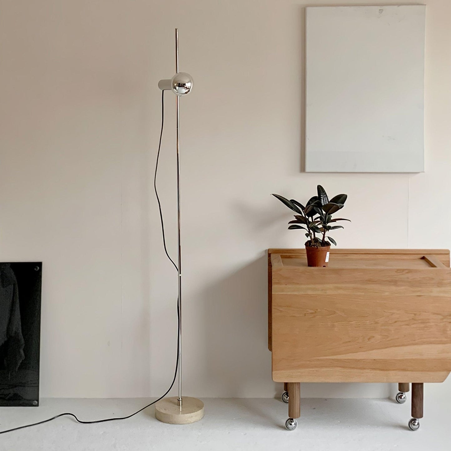 Sereno Floor Lamp with Marble Base and Stainless Steel Arm