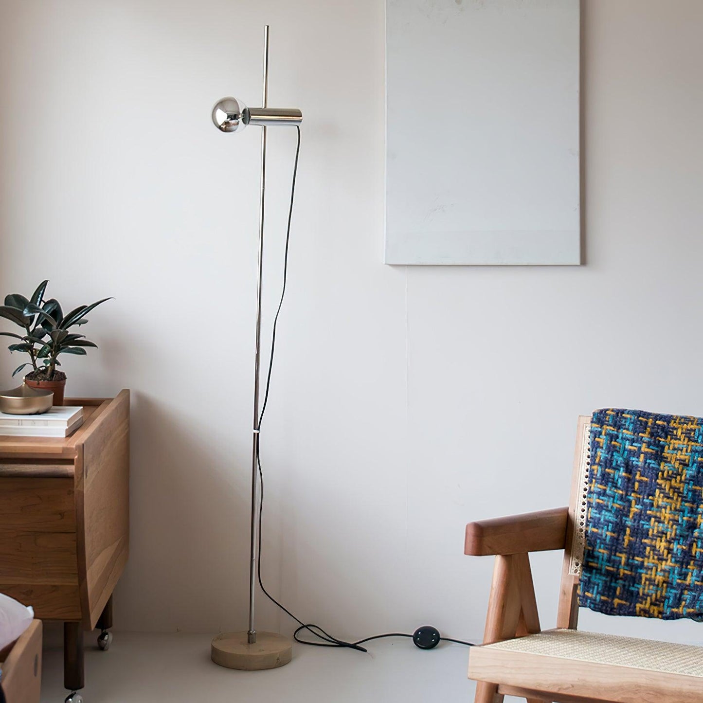 Sereno Floor Lamp with Marble Base and Stainless Steel Arm