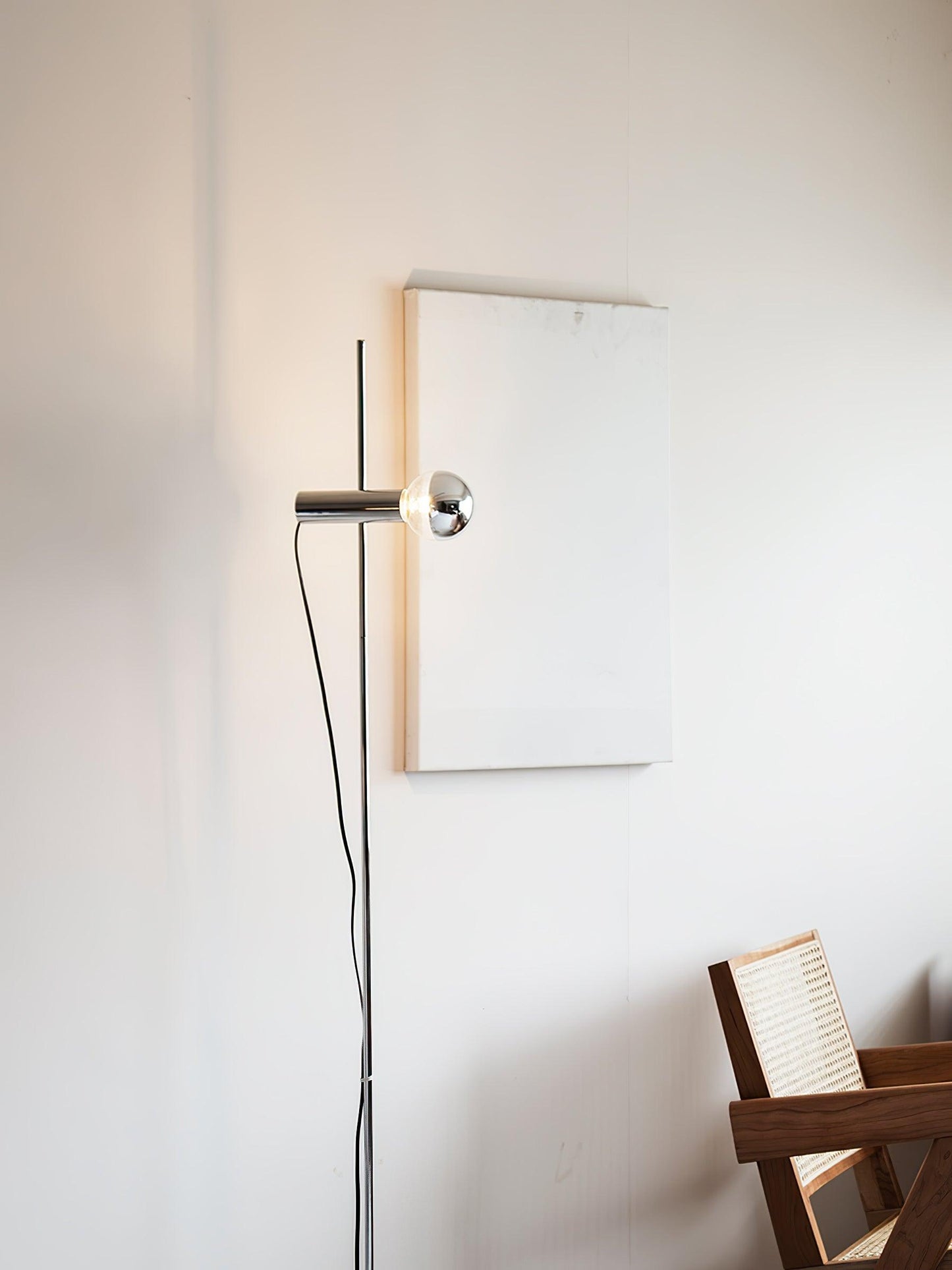 Sereno Floor Lamp with Marble Base and Stainless Steel Arm