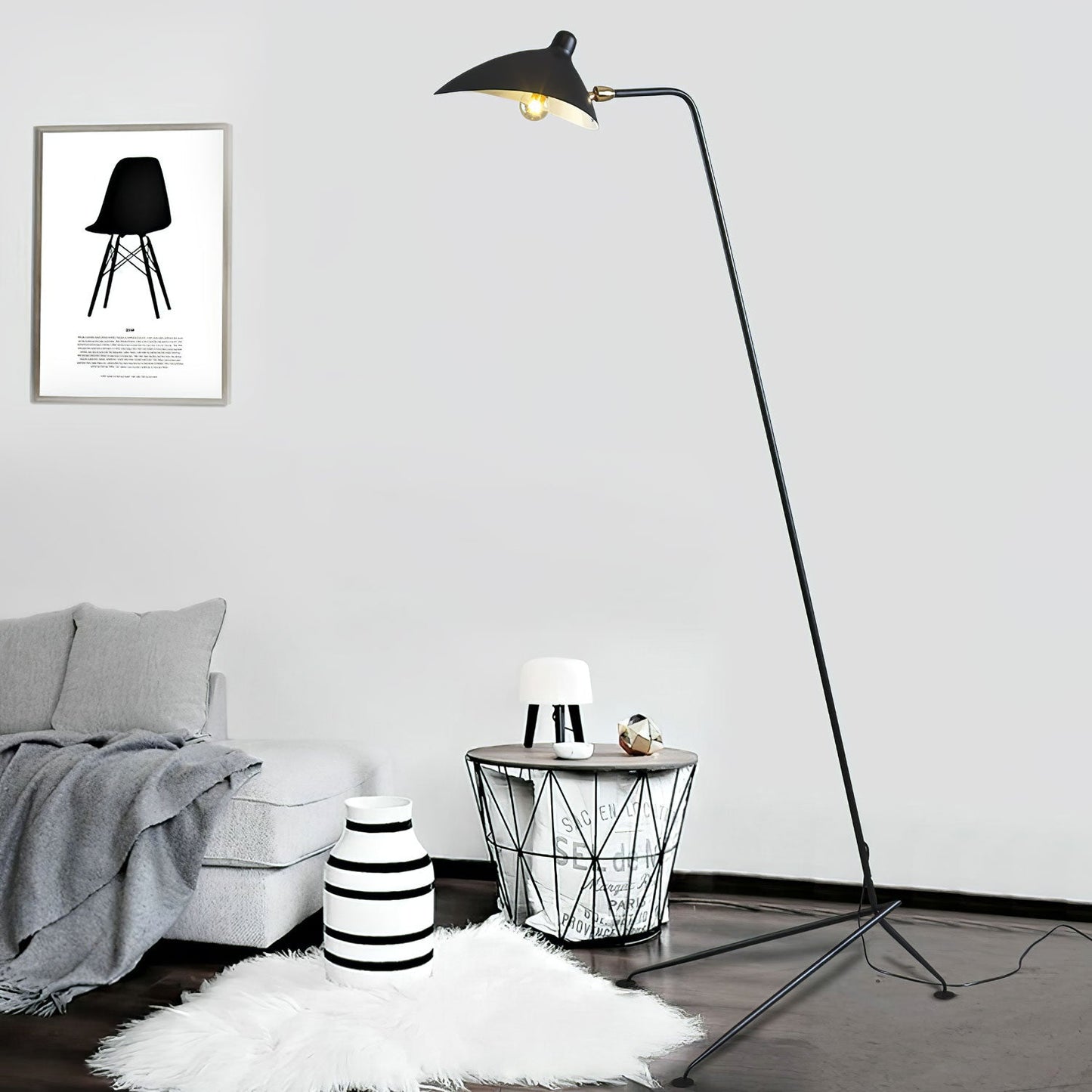 Serge Mouille Floor Lamp Three-Arm LED Indoor Lighting