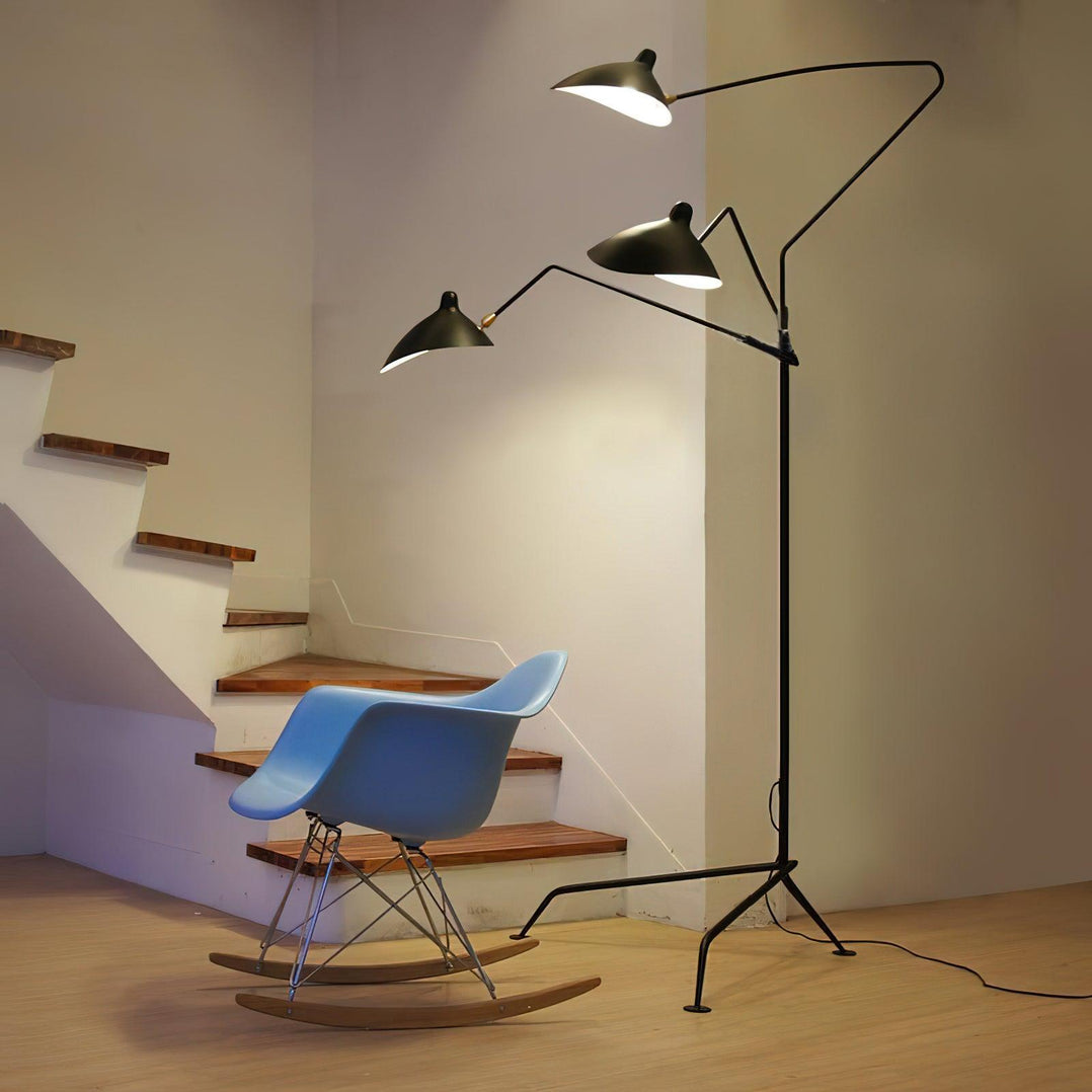 Serge Mouille Floor Lamp Three-Arm LED Indoor Lighting