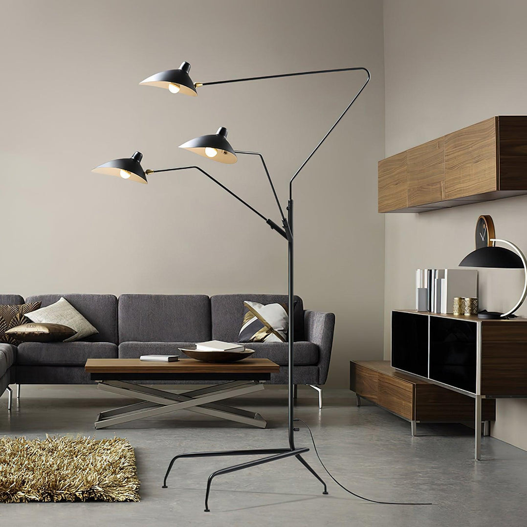 Serge Mouille Floor Lamp Three-Arm LED Indoor Lighting